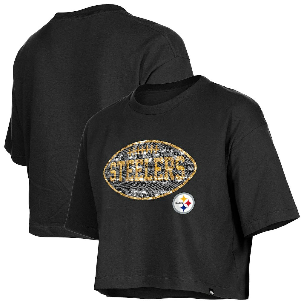 Pittsburgh Steelers Girl's Flip Sequin Boxy T-Shirt | NFL On sale