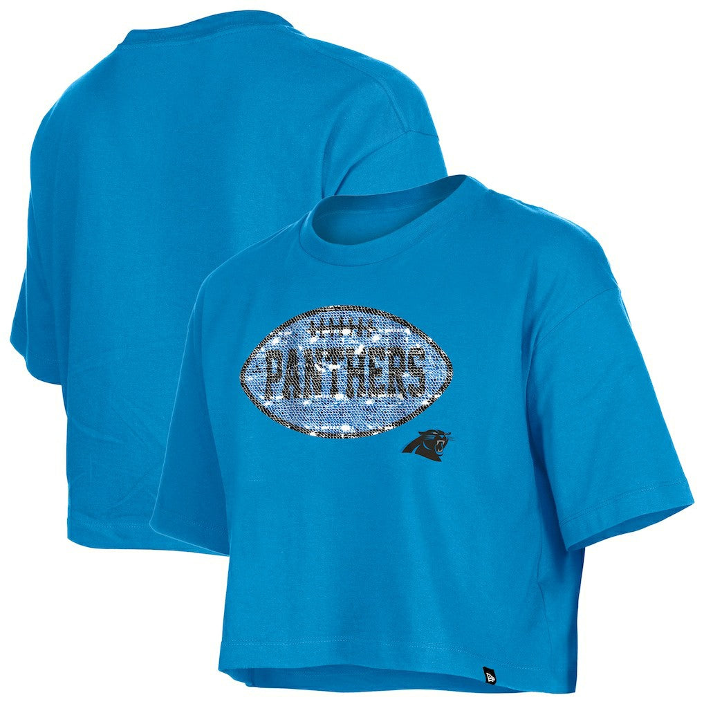 Carolina Panthers Girl's Flip Sequin Boxy T-Shirt | NFL On sale
