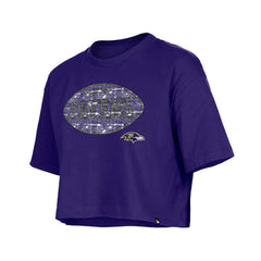 Baltimore Ravens Girl's Flip Sequin Boxy T-Shirt | NFL New