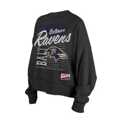 Baltimore Ravens Women's Oversized Throwback Mineral Wash Crew Neck Sweatshirt | NFL Outlet