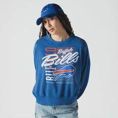 Buffalo Bills Women's Oversized Throwback Mineral Wash Crew Neck Sweatshirt | NFL Sale