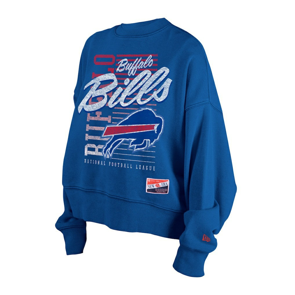 Buffalo Bills Women's Oversized Throwback Mineral Wash Crew Neck Sweatshirt | NFL Sale