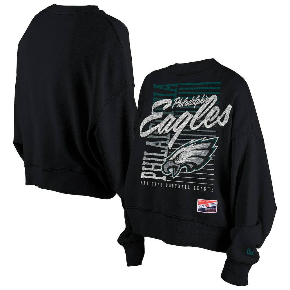 Philadelphia Eagles Women's Oversized Throwback Mineral Wash Crew Neck Sweatshirt | NFL Outlet
