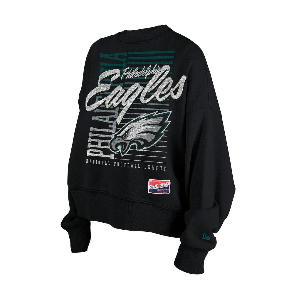 Philadelphia Eagles Women's Oversized Throwback Mineral Wash Crew Neck Sweatshirt | NFL Outlet