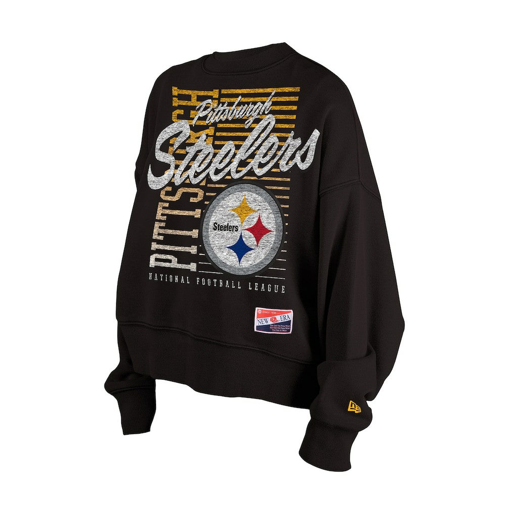 Pittsburgh Steelers Women's Oversized Throwback Mineral Wash Crew Neck Sweatshirt | NFL Near me