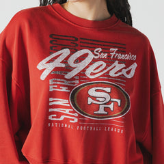 San Francisco 49ers Women's Oversized Throwback Mineral Wash Crew Neck Sweatshirt | NFL Sale