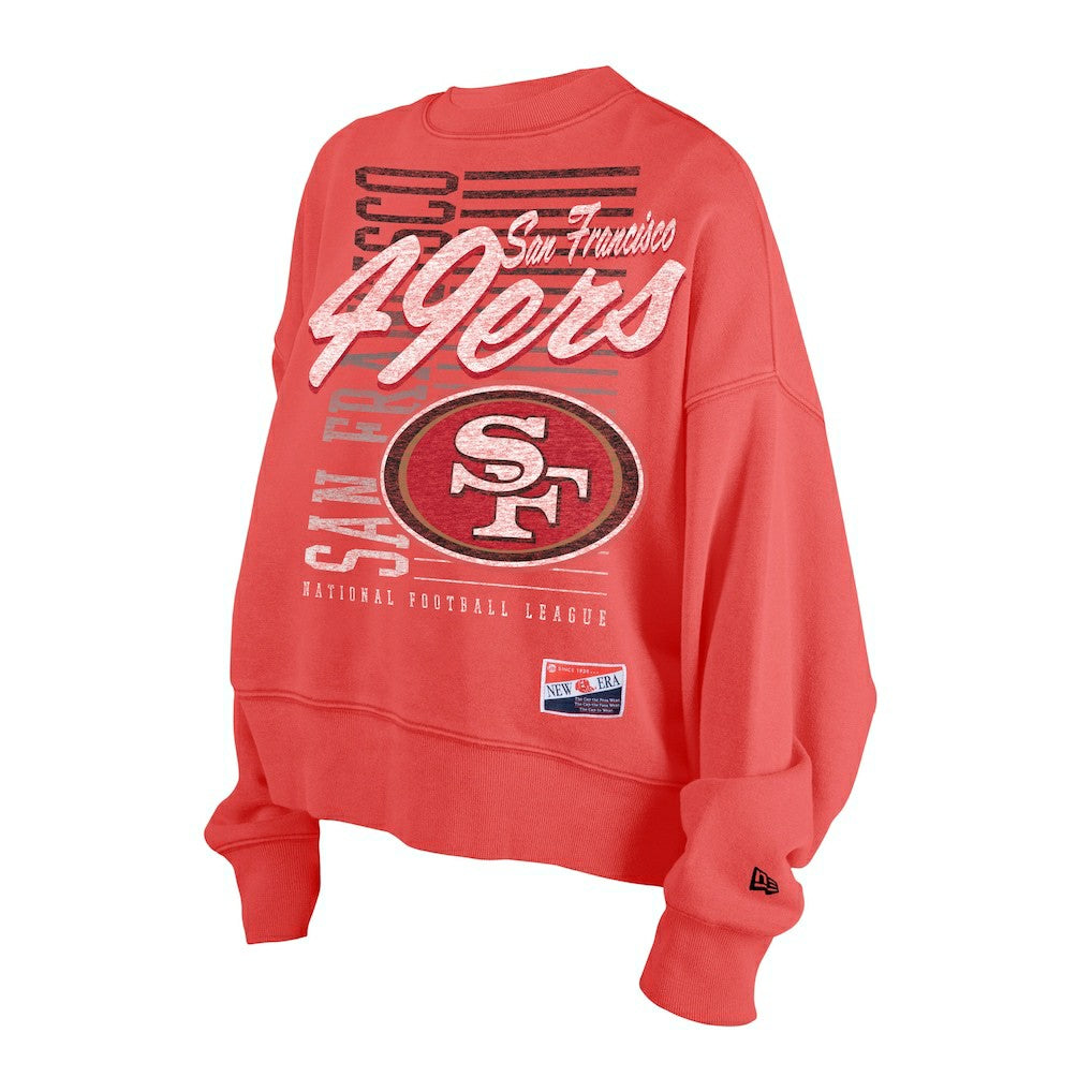 San Francisco 49ers Women's Oversized Throwback Mineral Wash Crew Neck Sweatshirt | NFL Sale