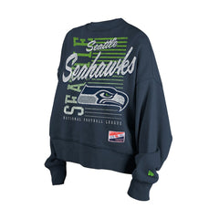 Seattle Seahawks Women's Oversized Throwback Mineral Wash Crew Neck Sweatshirt | NFL Outlet
