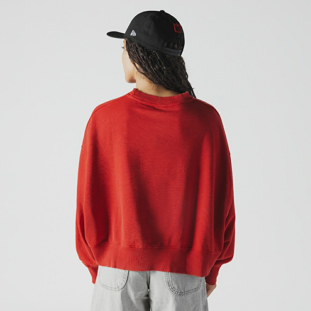 Kansas City Chiefs Women's Oversized Throwback Mineral Wash Crew Neck Sweatshirt | NFL New