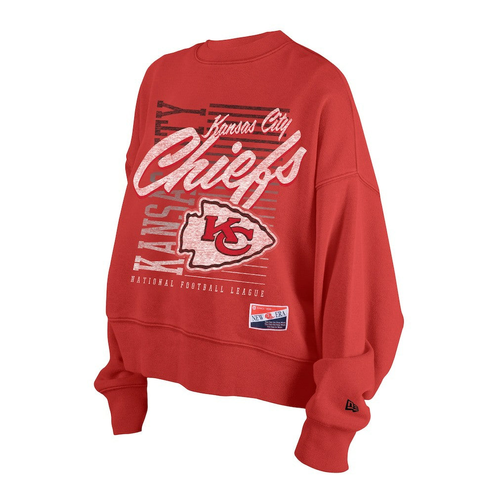 Kansas City Chiefs Women's Oversized Throwback Mineral Wash Crew Neck Sweatshirt | NFL New