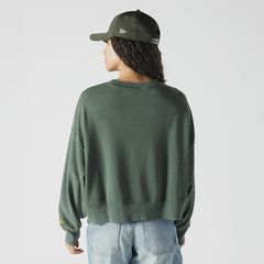 Green Bay Packers Women's Oversized Throwback Mineral Wash Crew Neck Sweatshirt | NFL Outlet