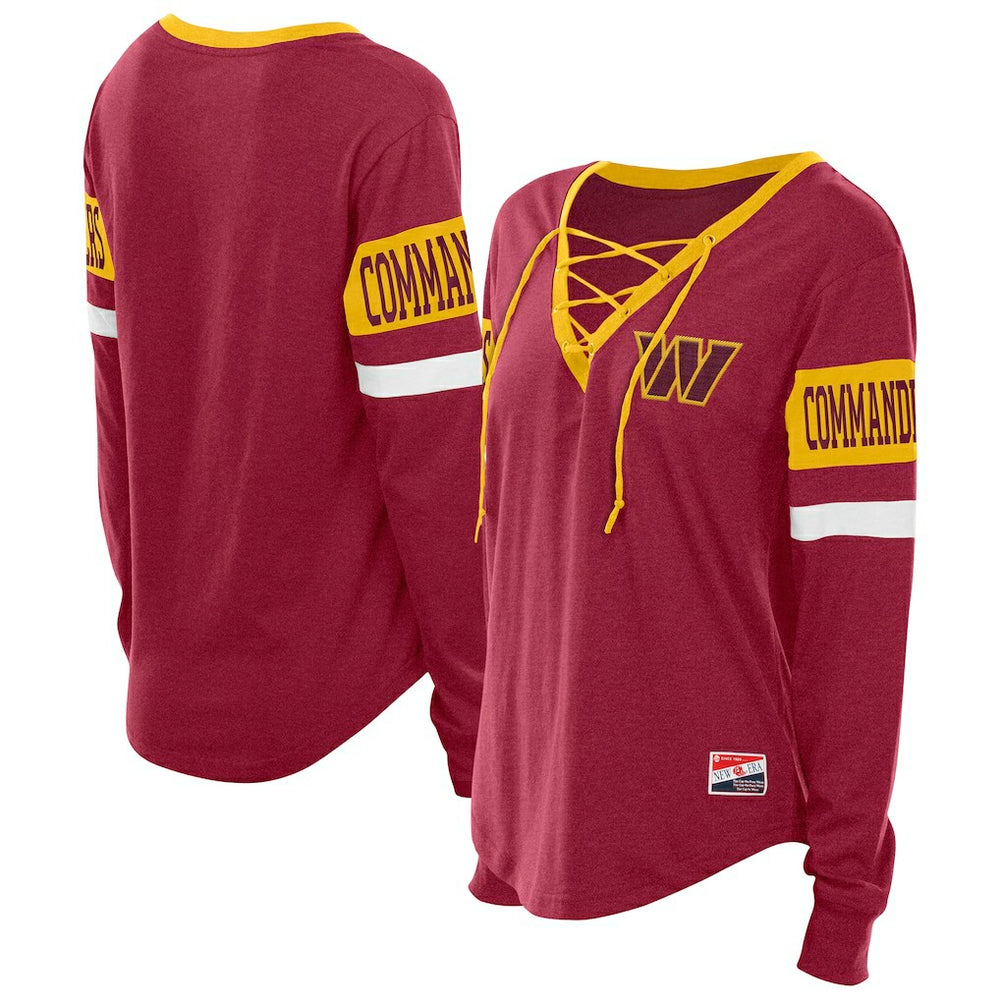 Washington Commanders Women's Throwback Lace-Up Long-Sleeve T-Shirt | NFL Discount