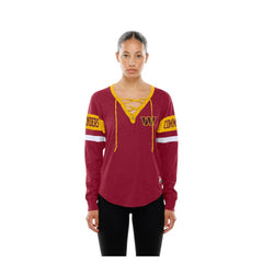 Washington Commanders Women's Throwback Lace-Up Long-Sleeve T-Shirt | NFL Discount