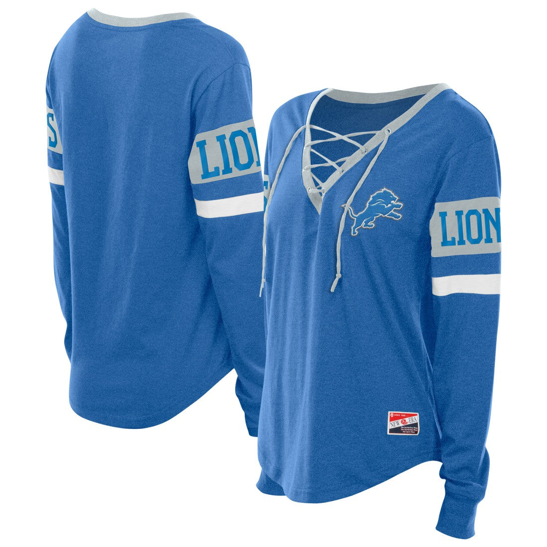 Detroit Lions Women's Throwback Lace-Up Long-Sleeve T-Shirt | NFL Outlet