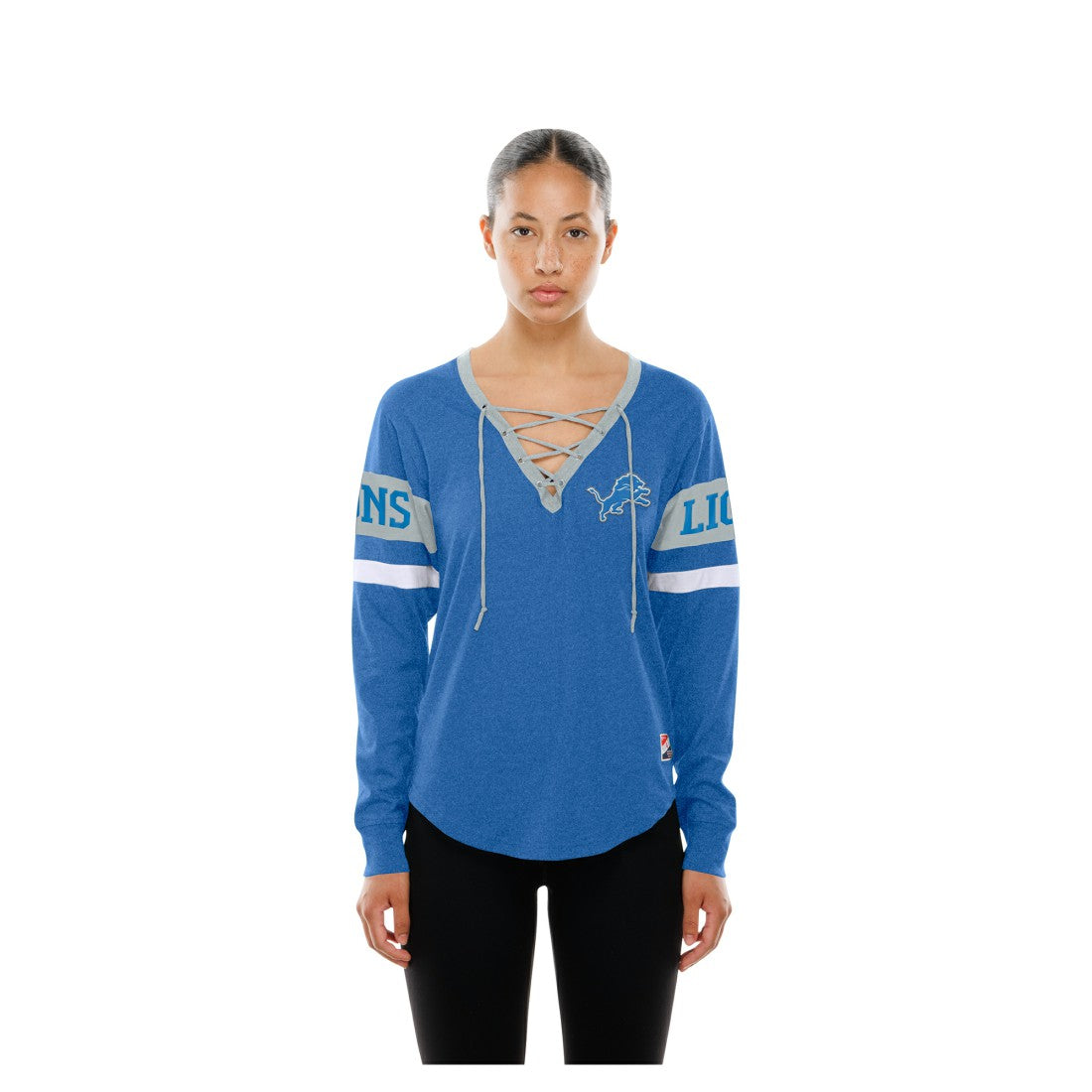 Detroit Lions Women's Throwback Lace-Up Long-Sleeve T-Shirt | NFL Outlet