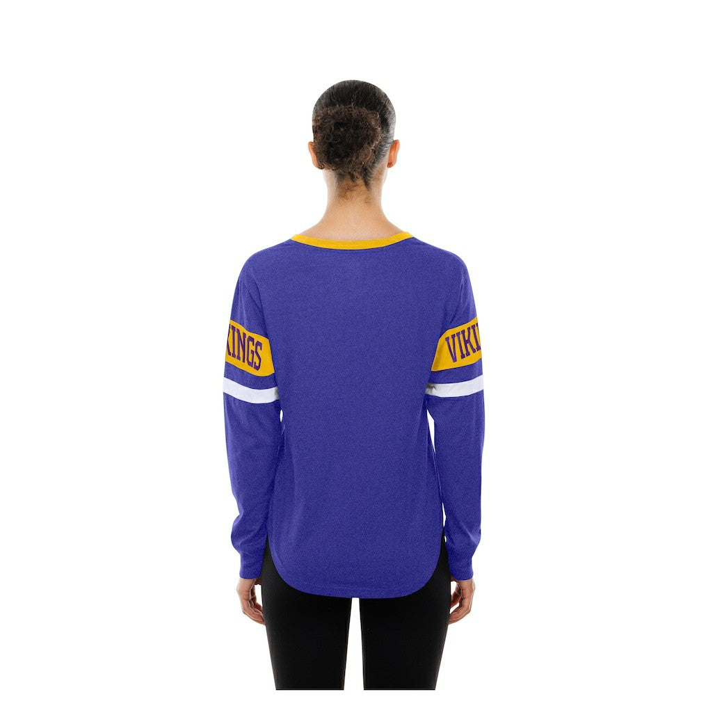 Minnesota Vikings Women's Throwback Lace-Up Long-Sleeve T-Shirt | NFL Sale