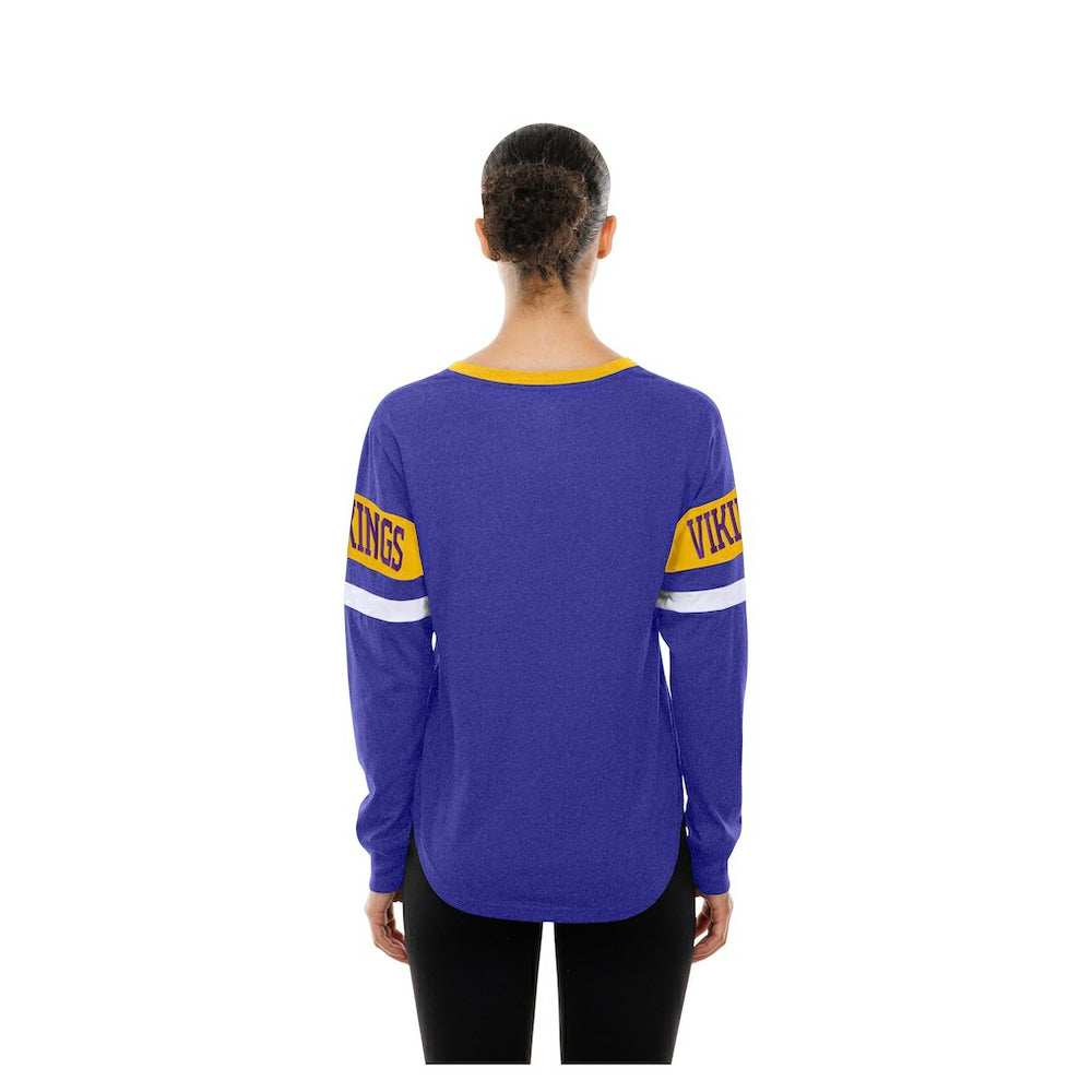 Minnesota Vikings Women's Throwback Lace-Up Long-Sleeve T-Shirt | NFL Sale