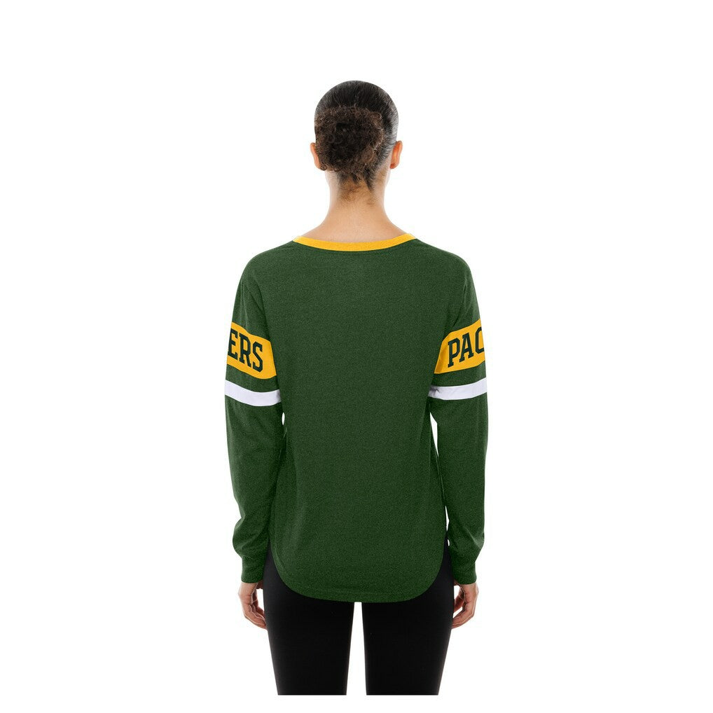Green Bay Packers Women's Throwback Lace-Up Long-Sleeve T-Shirt | NFL Online