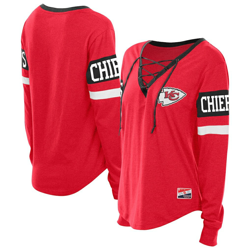 Kansas City Chiefs Women's Throwback Lace-Up Long-Sleeve T-Shirt | NFL Online