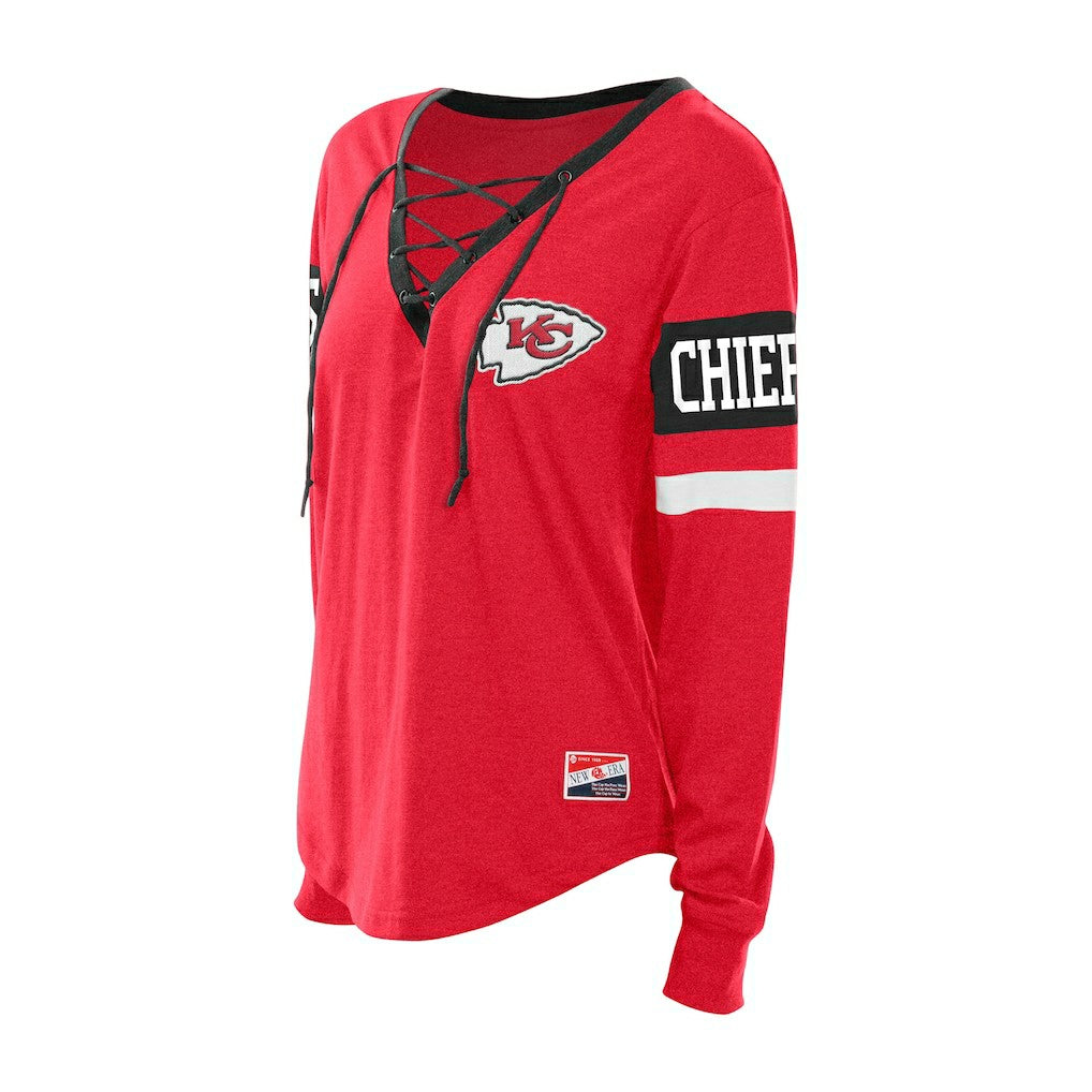 Kansas City Chiefs Women's Throwback Lace-Up Long-Sleeve T-Shirt | NFL Online