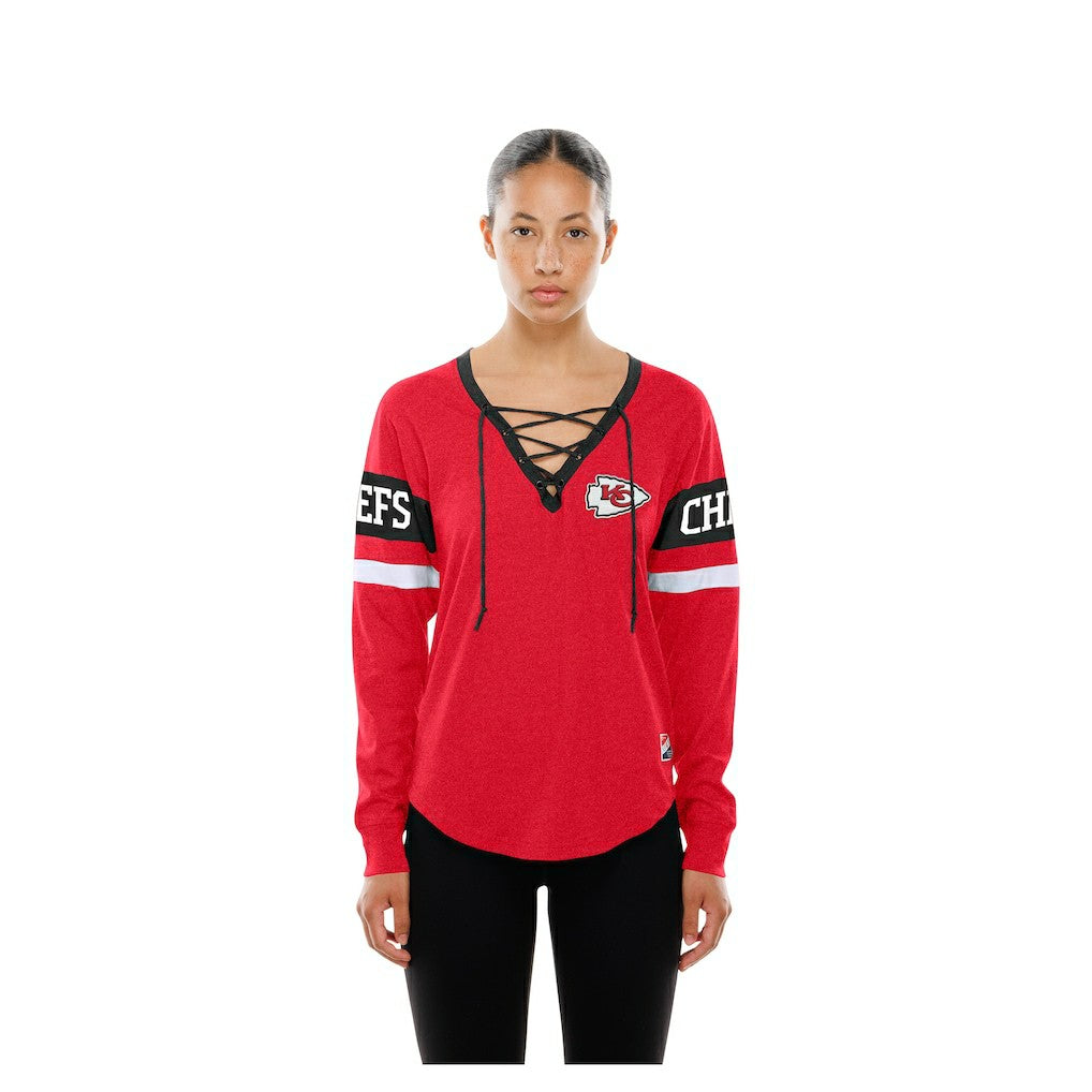 Kansas City Chiefs Women's Throwback Lace-Up Long-Sleeve T-Shirt | NFL Online