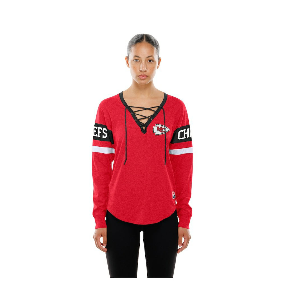 Kansas City Chiefs Women's Throwback Lace-Up Long-Sleeve T-Shirt | NFL Online