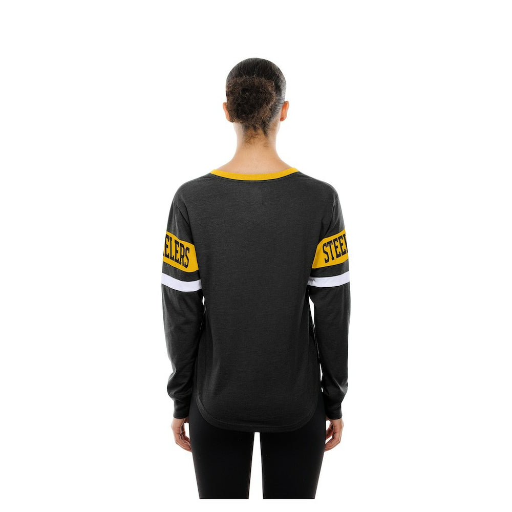 Pittsburgh Steelers Women's Throwback Lace-Up Long-Sleeve T-Shirt | NFL Online