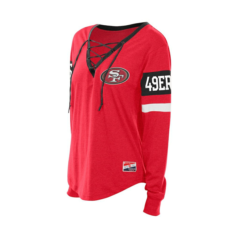 San Francisco 49ers Women's Throwback Lace-Up Long-Sleeve T-Shirt | NFL Sale