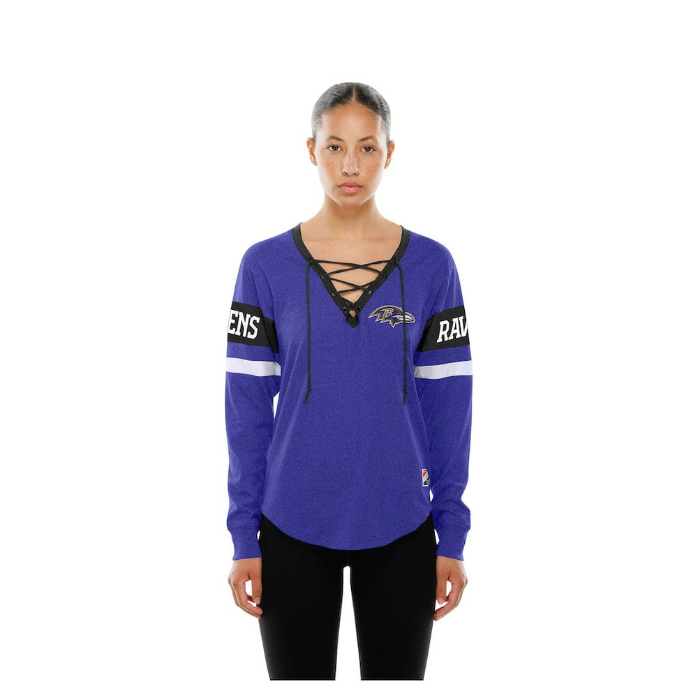 Baltimore Ravens Women's Throwback Lace-Up Long-Sleeve T-Shirt | NFL Discount