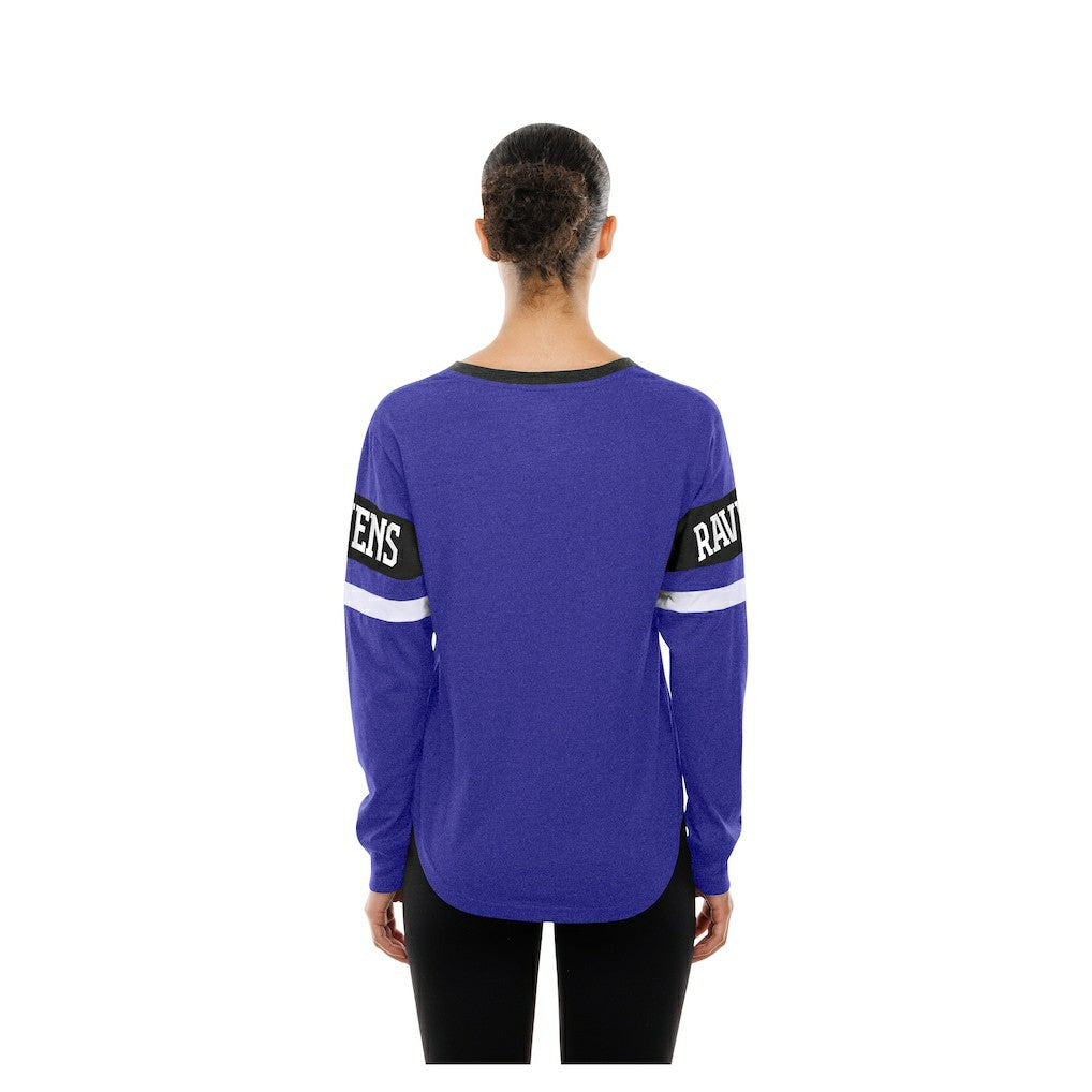 Baltimore Ravens Women's Throwback Lace-Up Long-Sleeve T-Shirt | NFL Discount
