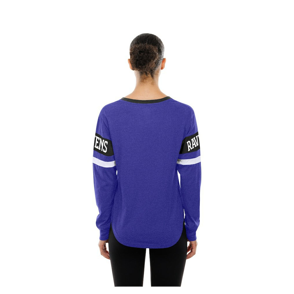 Baltimore Ravens Women's Throwback Lace-Up Long-Sleeve T-Shirt | NFL Discount