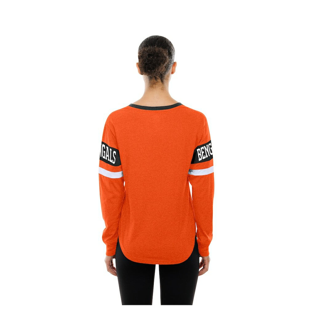 Cincinnati Bengals Women's Throwback Lace-Up Long-Sleeve T-Shirt | NFL Sale