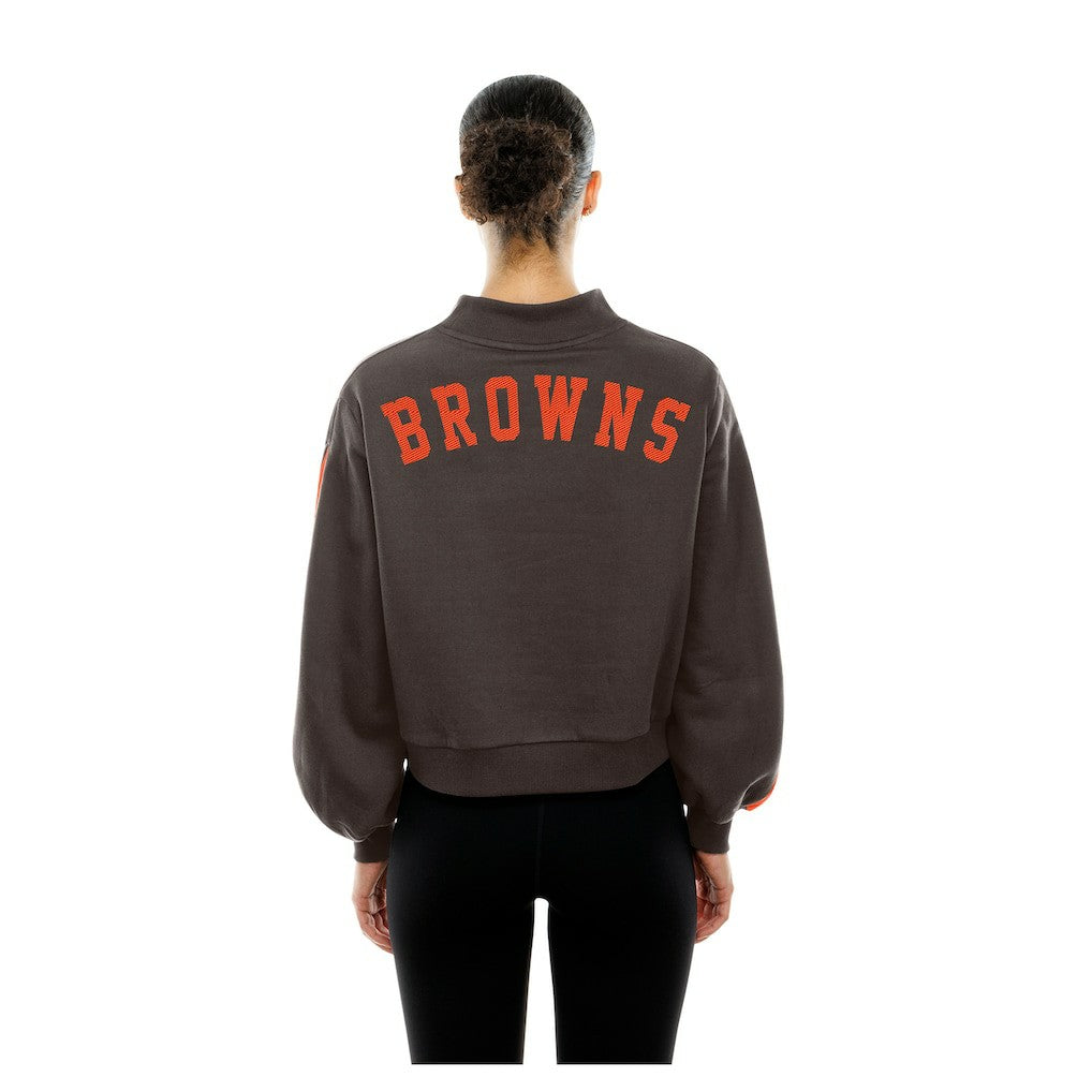 Cleveland Browns Women's Sport Night Mock Neck Balloon Sleeve Pullover Sweatshirt | NFL US