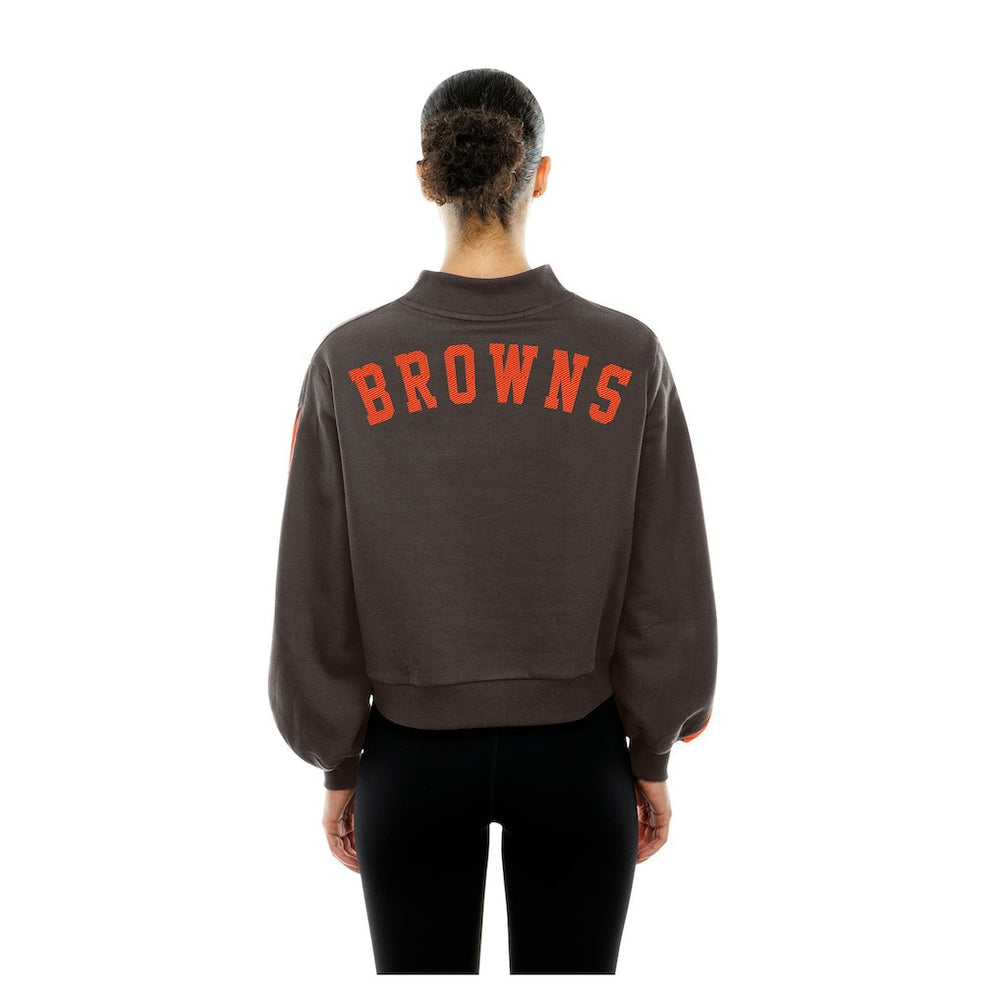 Cleveland Browns Women's Sport Night Mock Neck Balloon Sleeve Pullover Sweatshirt | NFL US