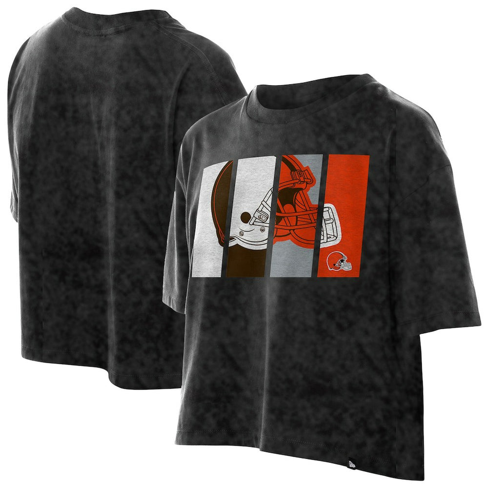 Cleveland Browns Women's Boxy Cropped Sport Night Mineral Wash T-Shirt | NFL Discount