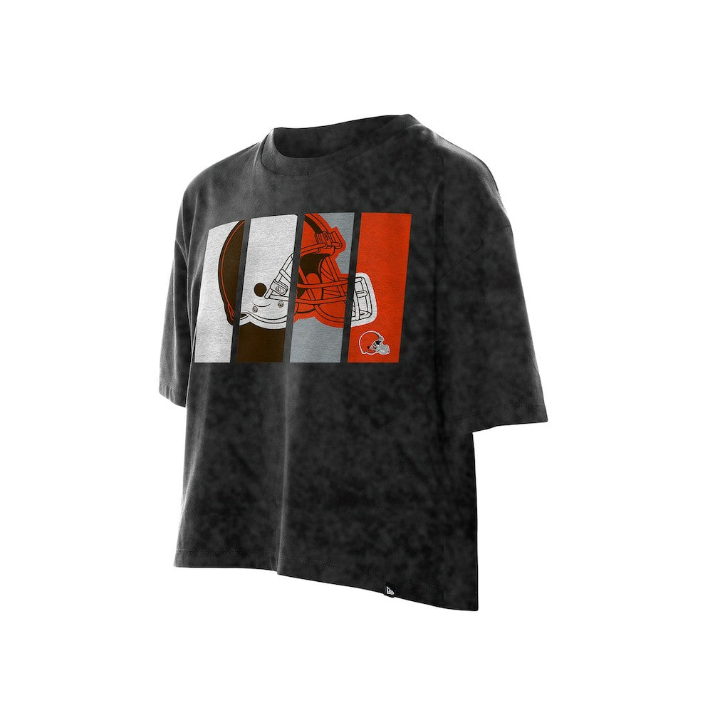 Cleveland Browns Women's Boxy Cropped Sport Night Mineral Wash T-Shirt | NFL Discount