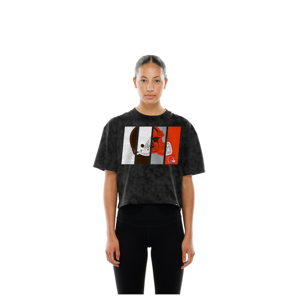 Cleveland Browns Women's Boxy Cropped Sport Night Mineral Wash T-Shirt | NFL Discount