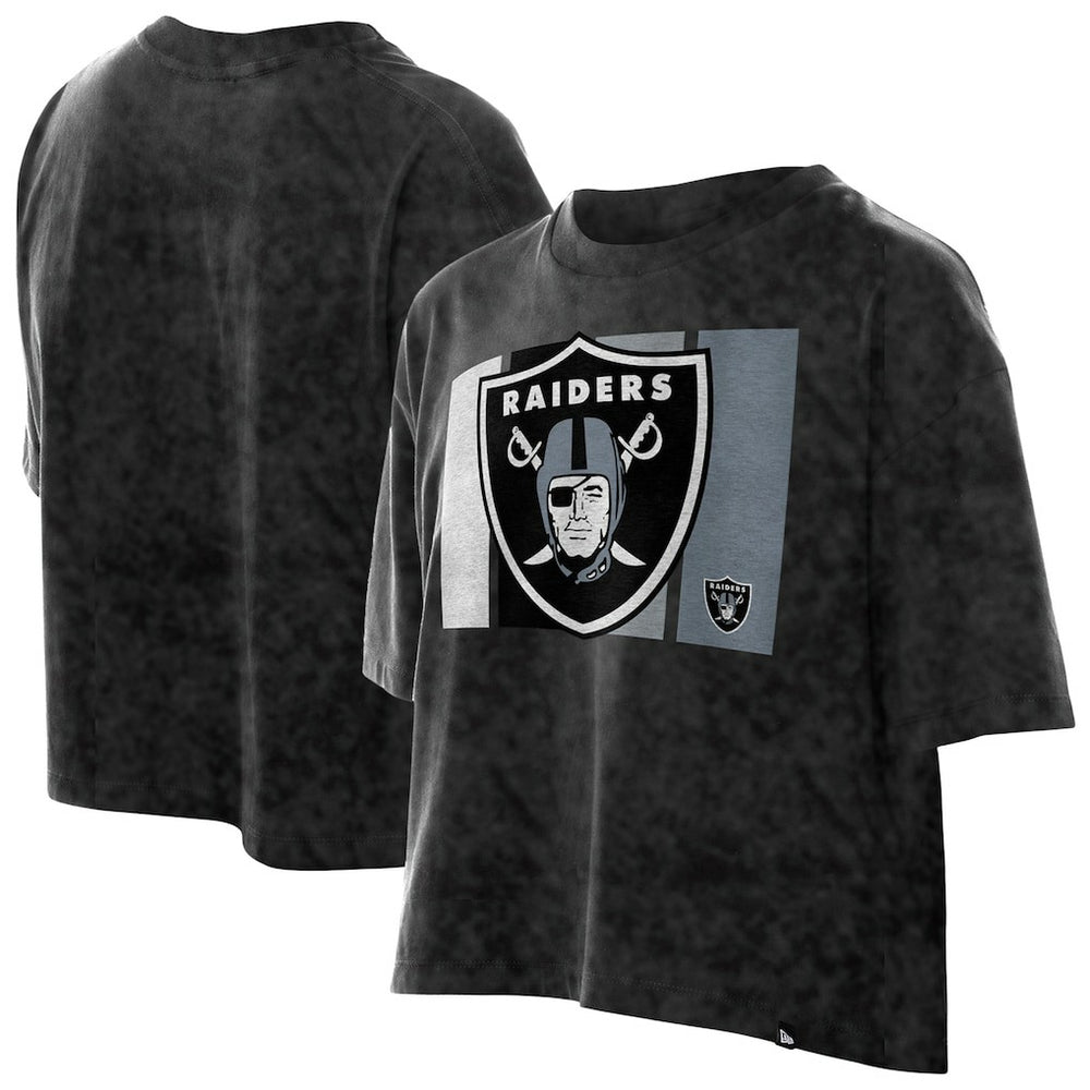 Las Vegas Raiders Women's Boxy Cropped Sport Night Mineral Wash T-Shirt | NFL On sale