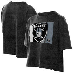 Las Vegas Raiders Women's Boxy Cropped Sport Night Mineral Wash T-Shirt | NFL On sale