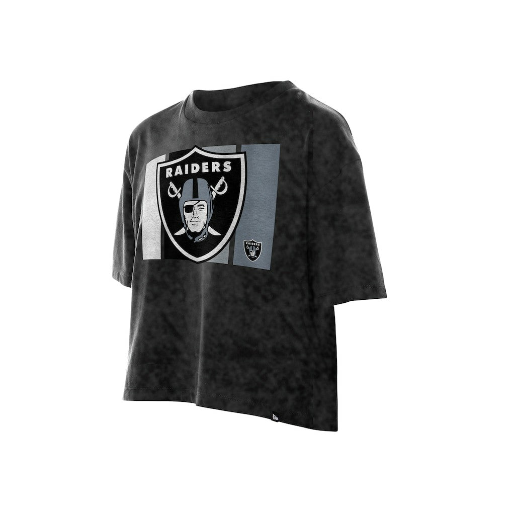 Las Vegas Raiders Women's Boxy Cropped Sport Night Mineral Wash T-Shirt | NFL On sale