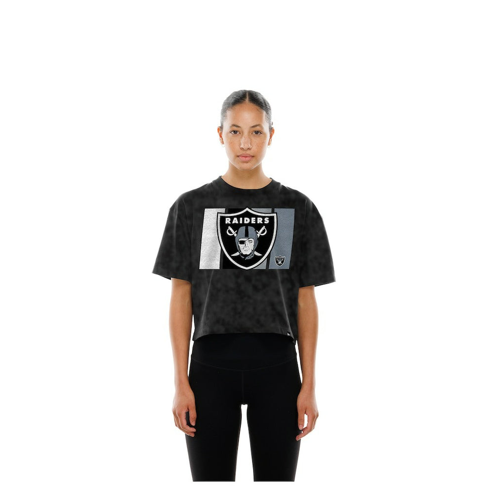 Las Vegas Raiders Women's Boxy Cropped Sport Night Mineral Wash T-Shirt | NFL On sale