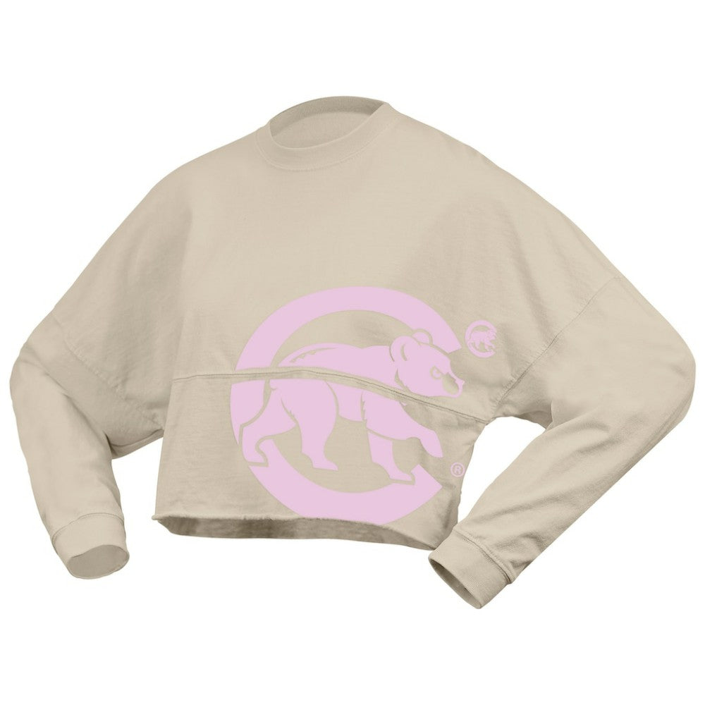 Chicago Cubs Fanatics Women's Floral Preppy Cropped Long Sleeve T-Shirt - MLB T-shirts