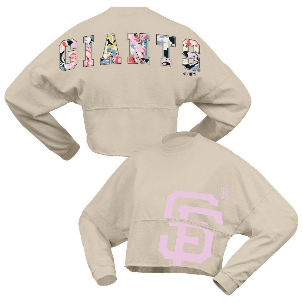 San Francisco Giants Fanatics Women's Floral Preppy Cropped Long Sleeve T-Shirt - MLB T-shirts