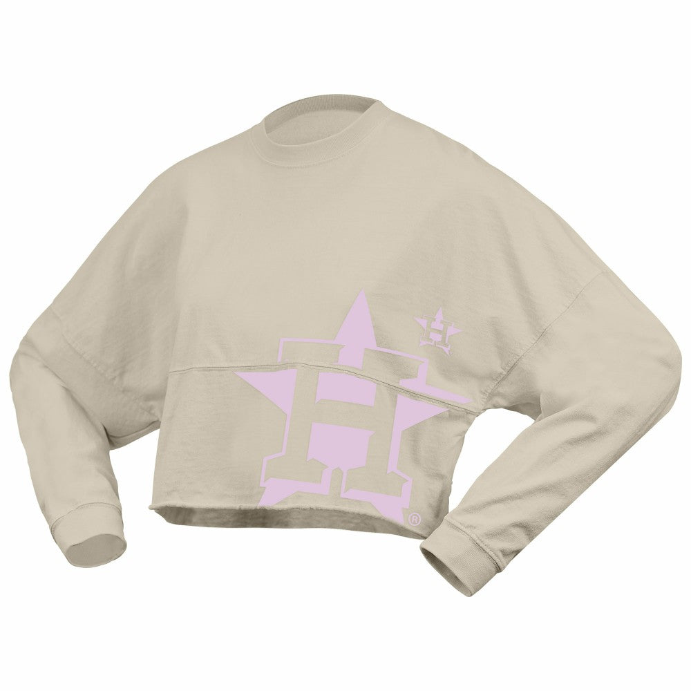 Houston Astros Fanatics Women's Floral Preppy Cropped Long Sleeve T-Shirt - MLB T-shirts