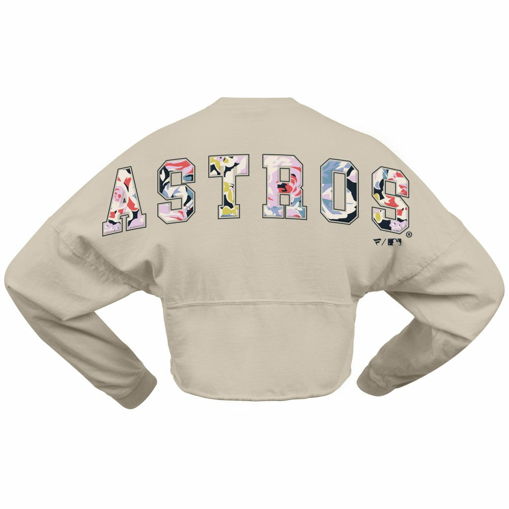 Houston Astros Fanatics Women's Floral Preppy Cropped Long Sleeve T-Shirt - MLB T-shirts