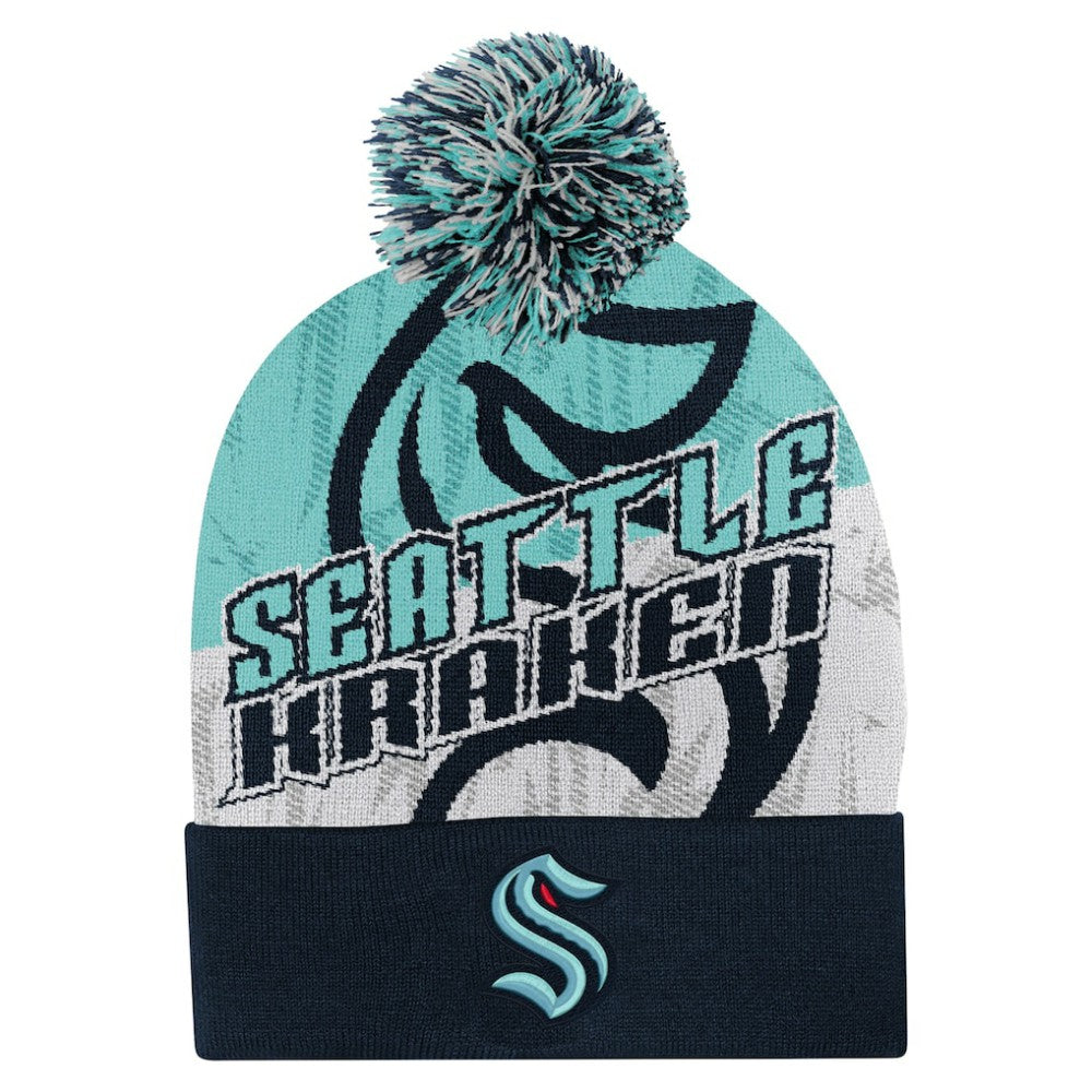 Seattle Kraken Outerstuff Youth New Edge Cuffed Knit Hat with Pom -  NHL Hats