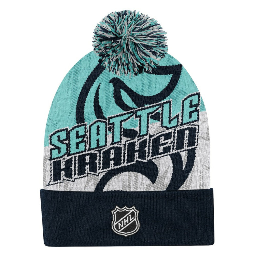 Seattle Kraken Outerstuff Youth New Edge Cuffed Knit Hat with Pom -  NHL Hats