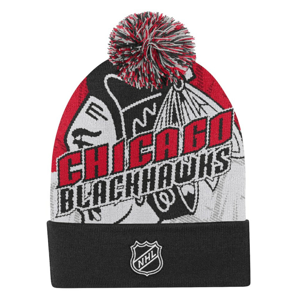 Chicago Blackhawks Outerstuff Youth New Edge Cuffed Knit Hat with Pom -  NHL Hats