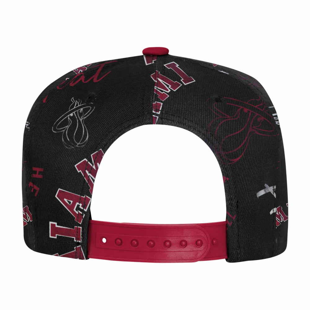 Black Miami Heat Outerstuff Youth Street Hooper Allover Print Snapback Hat | NBA