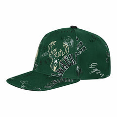 Hunter Green Milwaukee Bucks Outerstuff Youth Street Hooper Allover Print Snapback Hat | NBA